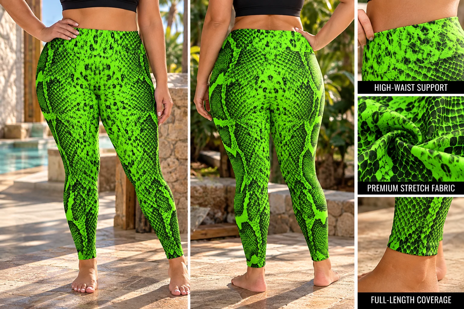 Lime Green Snake Skin Plus Size Legging product image (1)