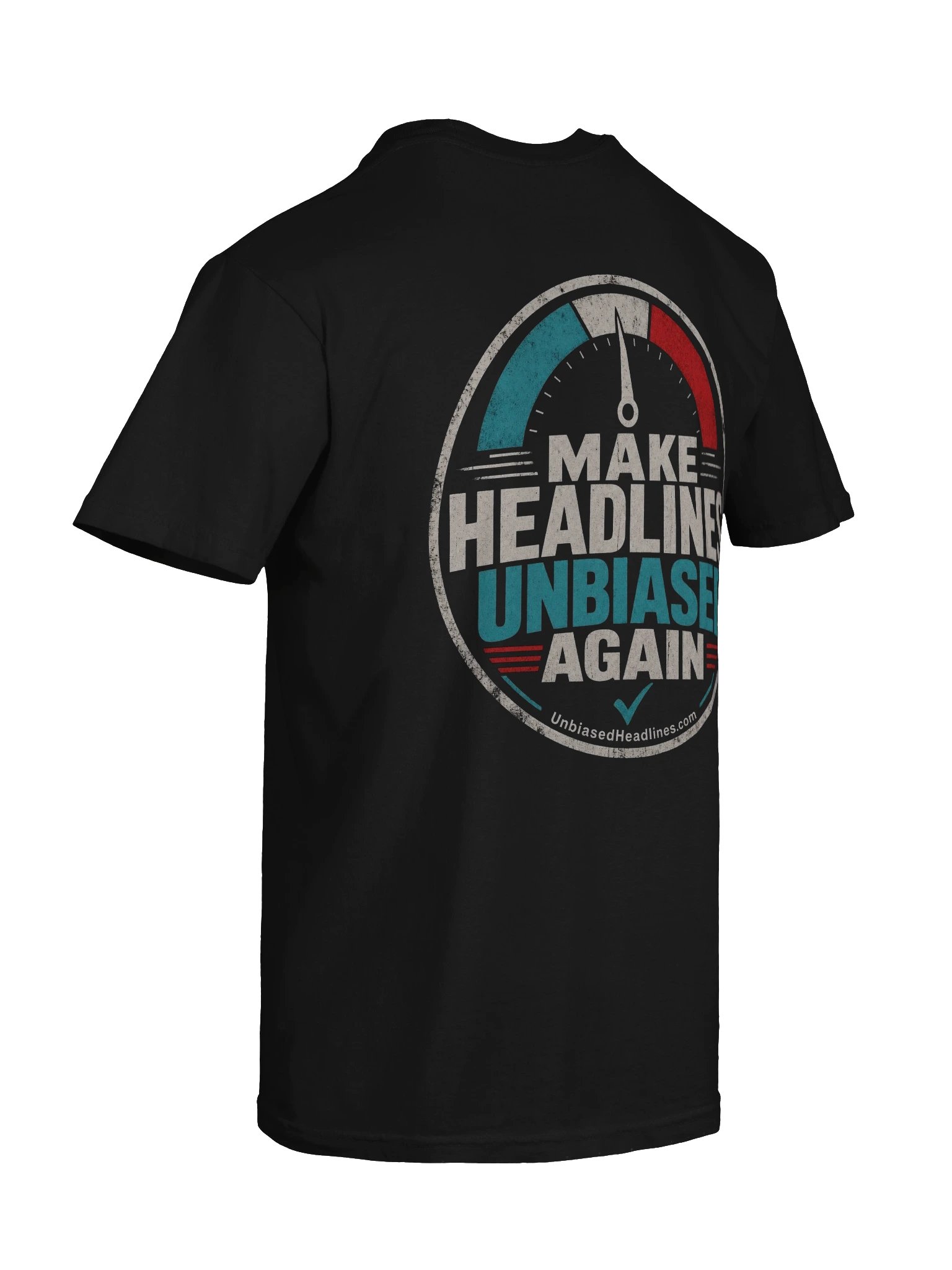 Make Headlines Unbiased Again Tee - Back Print with Pocket Logo product image (8)