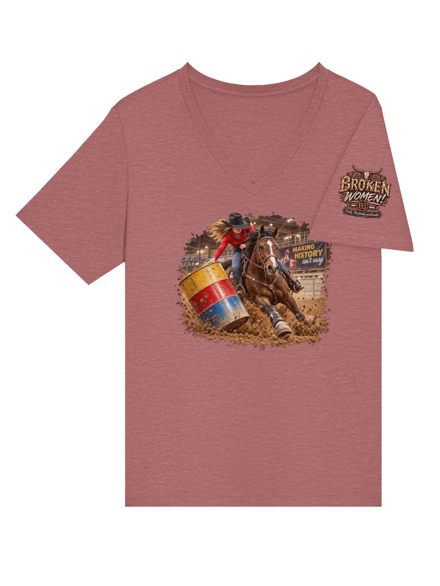 Barrel Racing Shirt — Making History Isn't Easy V-Neck | Broken Cowgirl™ product image (6)