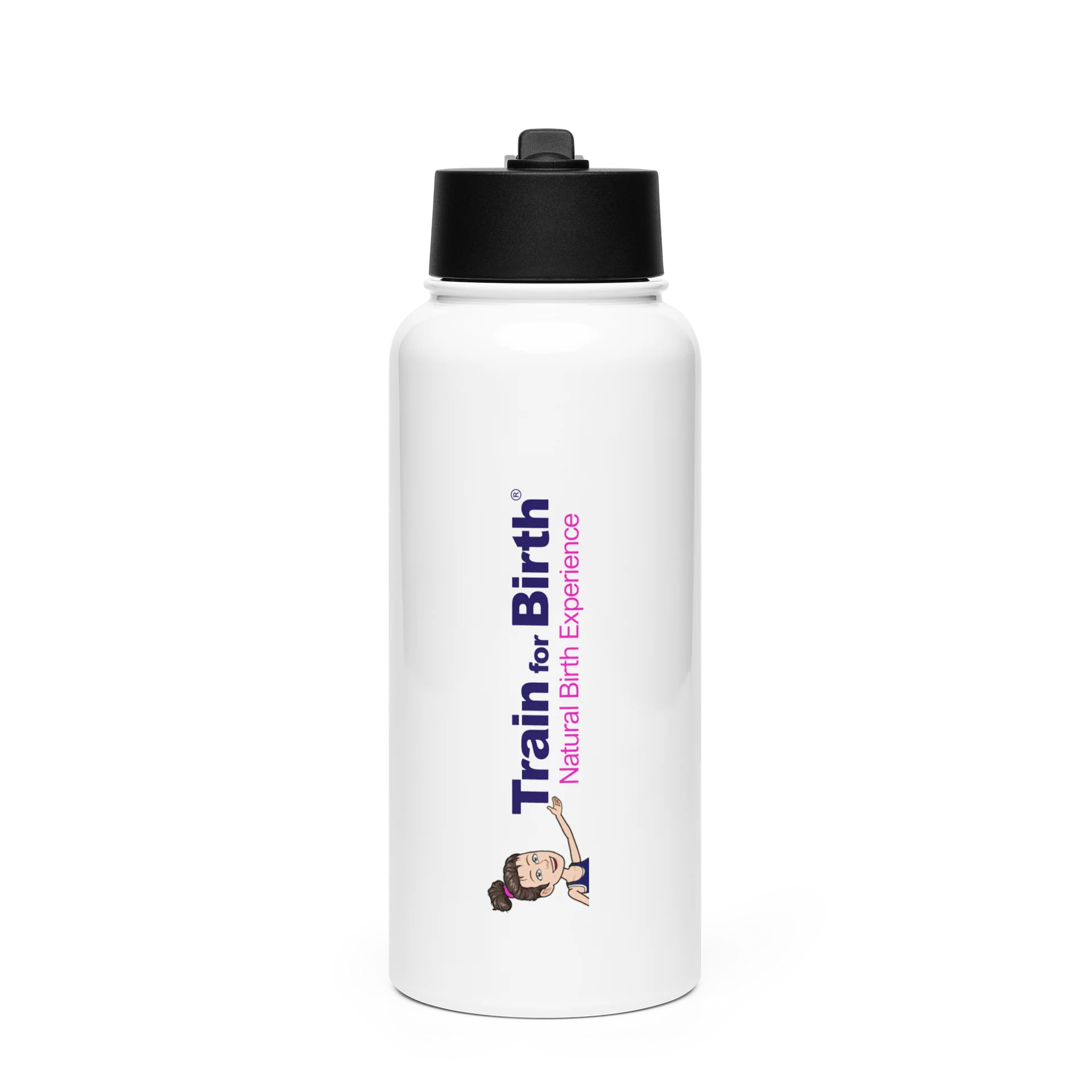 Train for Birth® 32oz Stainless Steel White Water Bottle product image (1)