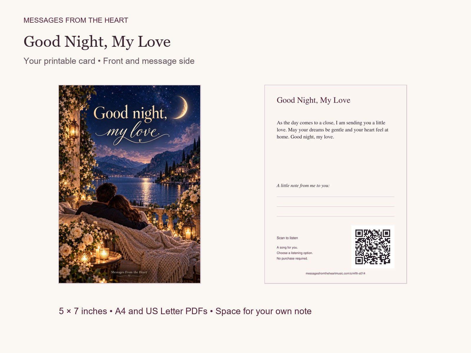 Good Night, My Love — Printable Song Gift product image (2)