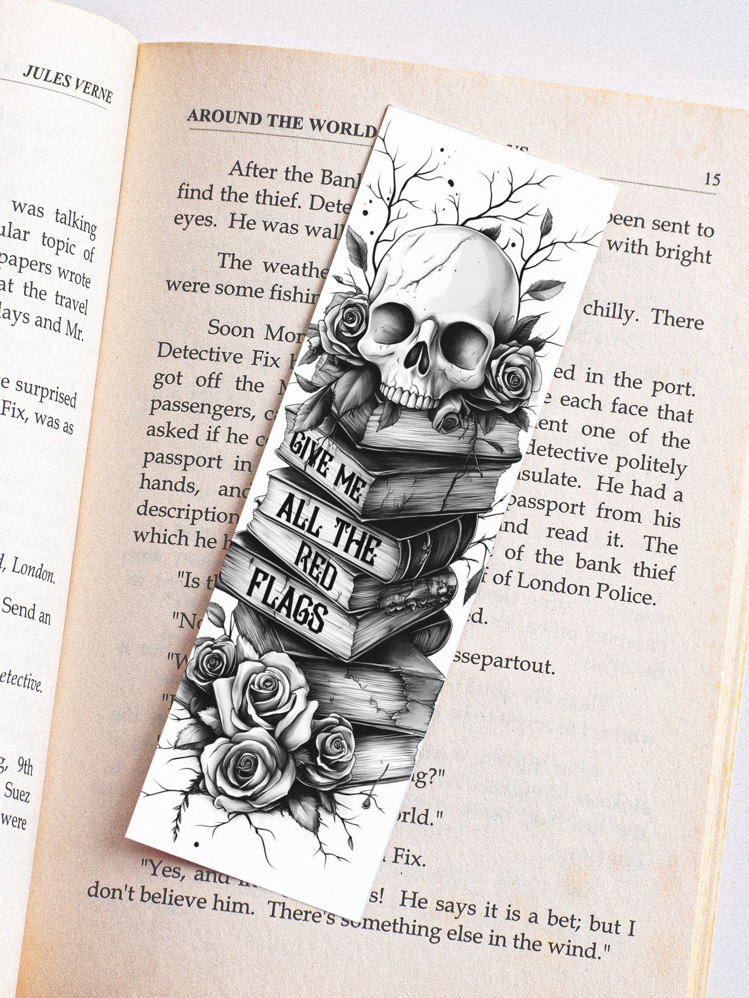 Skull Roses Vintage Bookish Bookmark PNG, Printable Bookmark, Spicy Dark Romance Smut Book Reader Phrases, Instant Digital Download product image (3)