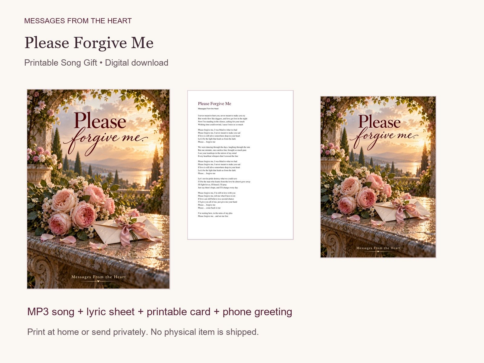 Please Forgive Me — Printable Song Gift product image (1)