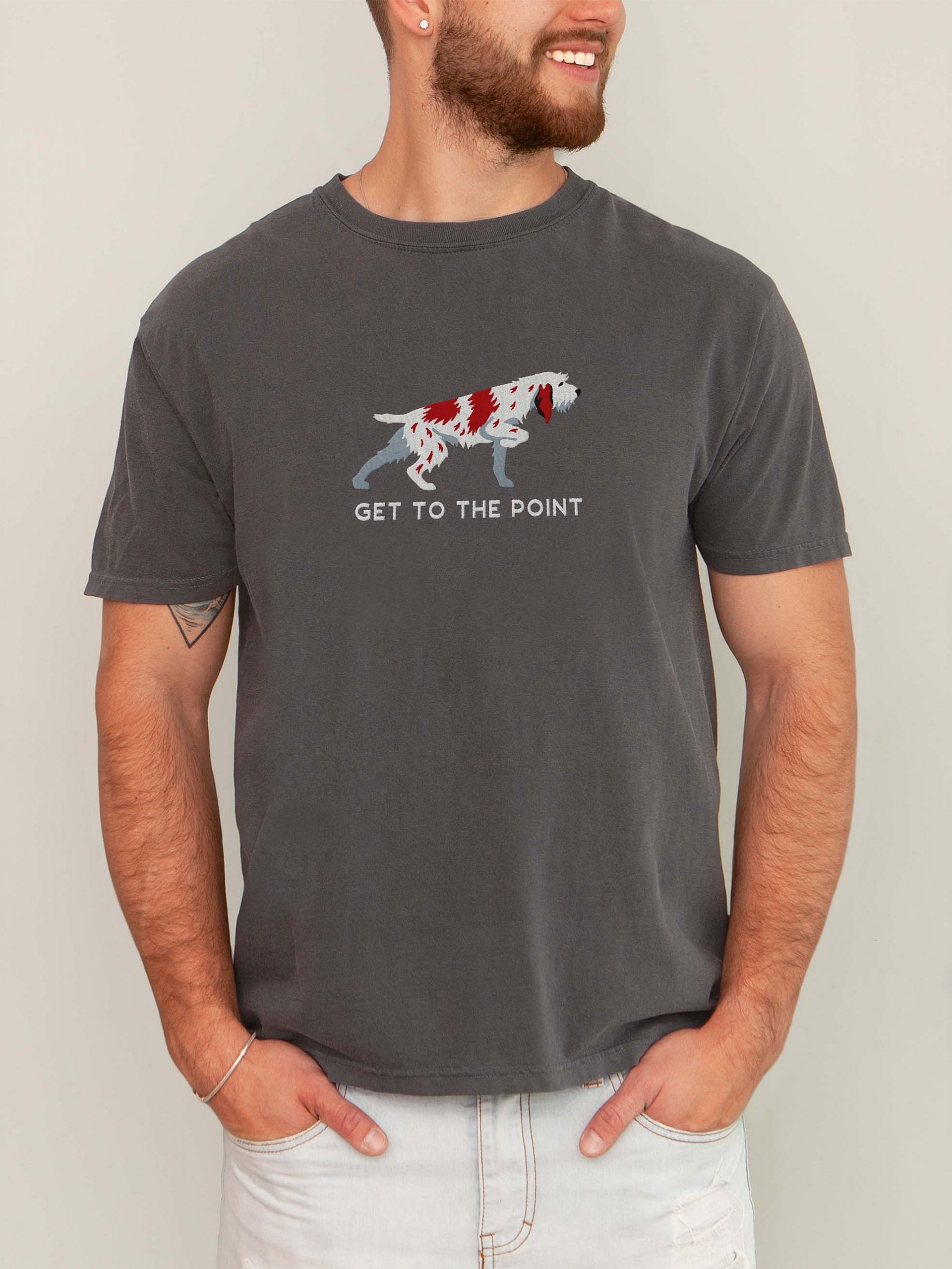 Get to the Point T-Shirt(Embroidered) of a Spinone Italiano(Liver & White) product image (1)