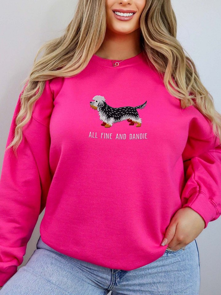 All Fine and Dandie Sweatshirt (Embroidered) of a Dandie Dinmont Terrier(Pepper) product image (2)