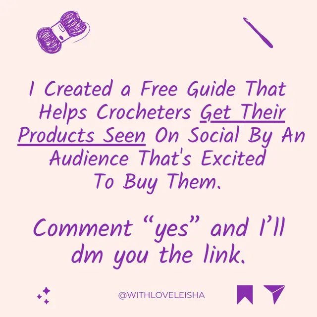 Want to see the 4 simple steps I followed as a crochet seller to go viral across platforms and get my first 200 crochet sales? Comment 