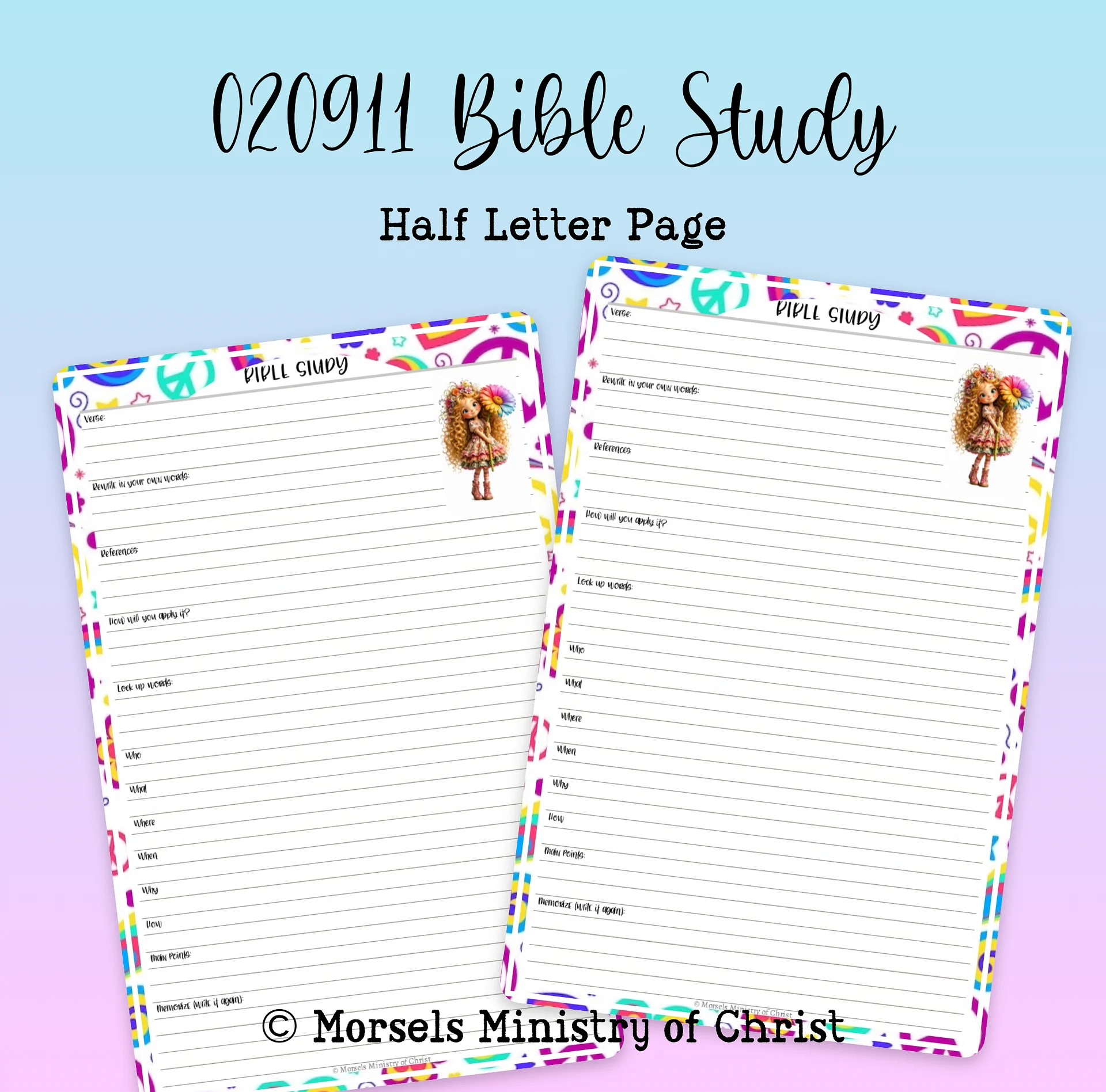 Flower Child Bible Study Sheets [020912] product image (1)