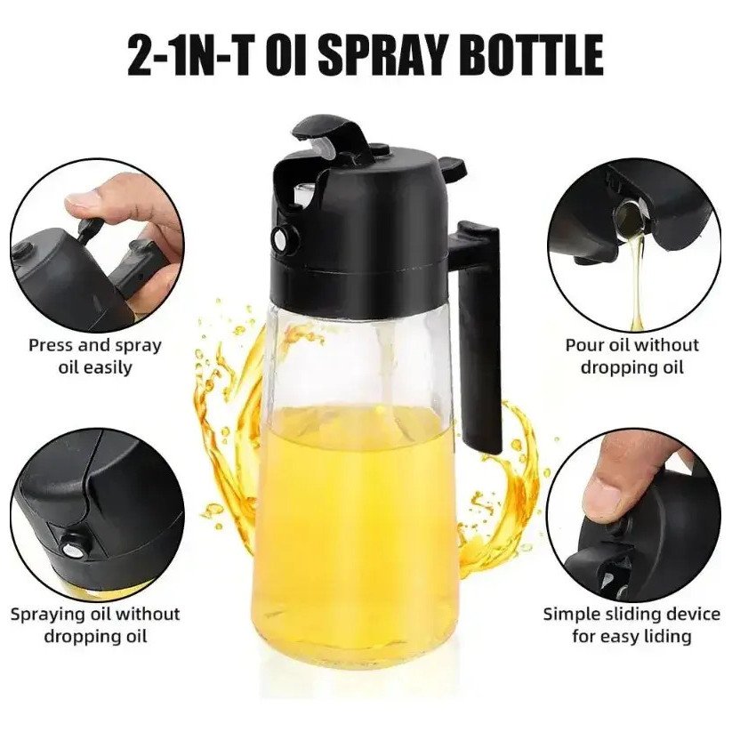 Aceitera De Cocina 2 En 1 Con Pulverizador De Aceite, Botella Dispensadora De Vidrio 470ml Para Cocina product image (2)