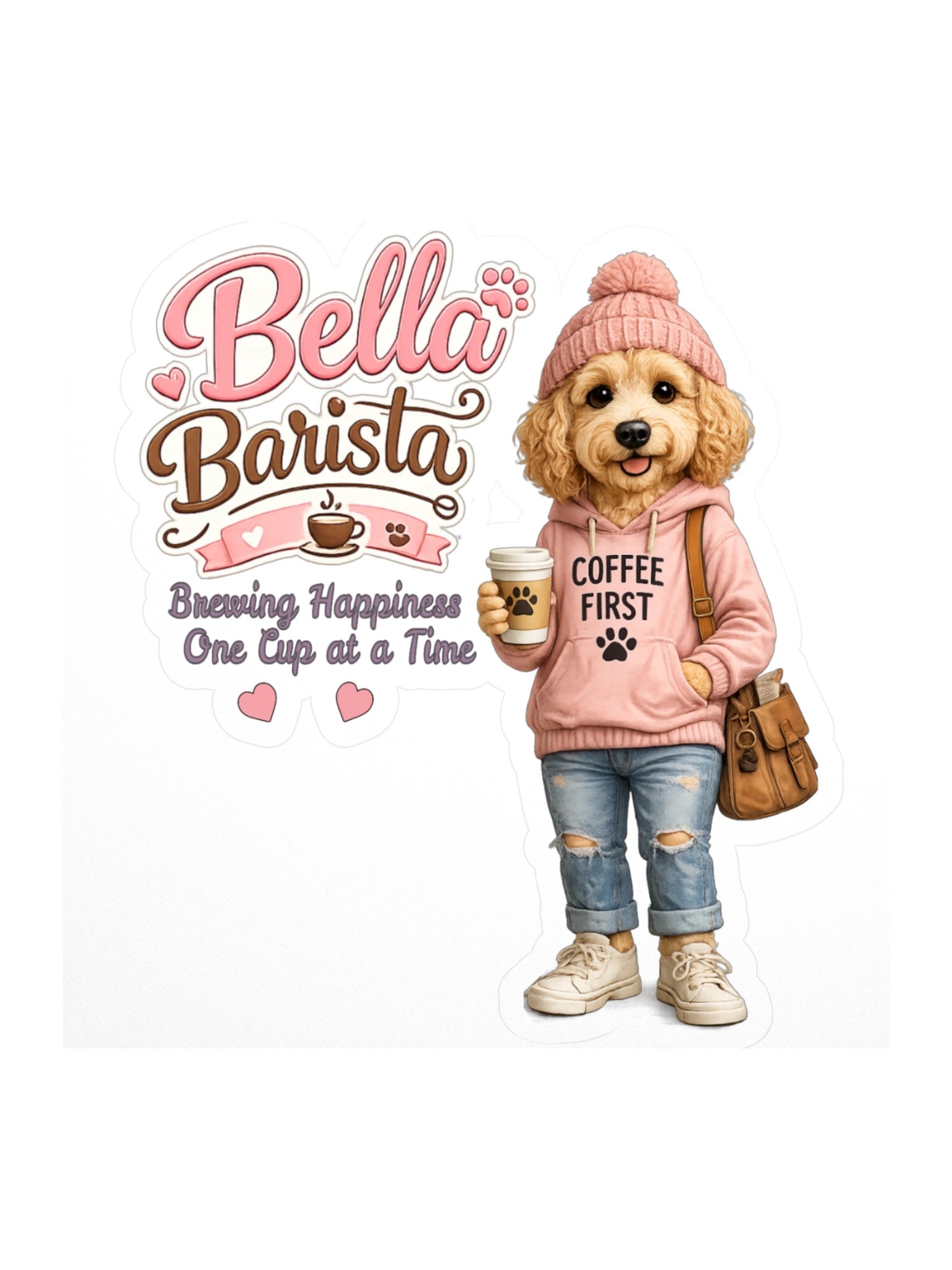 Bella Barista Coffee Dog Kiss Cut Sticker product image (1)