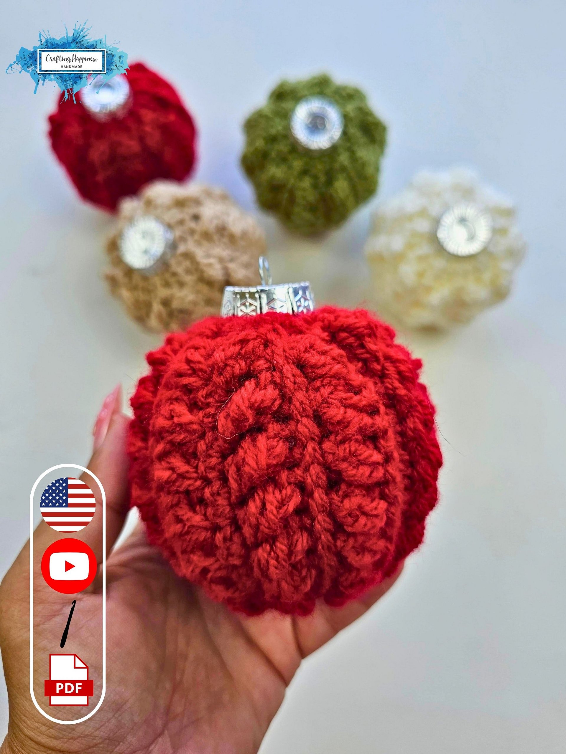 CROCHET PATTERNS + VIDEO | Christmas Bauble Pattern pdf | Moon Fern Winter Collection | Ornament Cover Tree Decor | Holiday Decor product image (1)