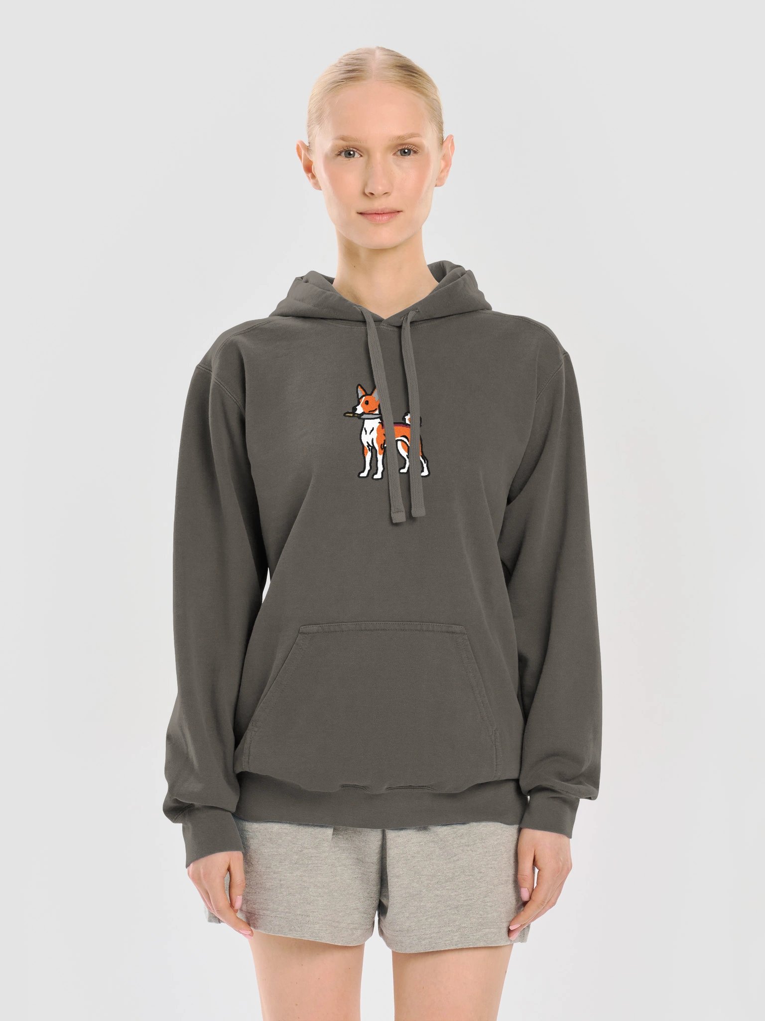 Funny Chibi-Style Basenji(Red) Embroidered Premium Hoodie product image (25)