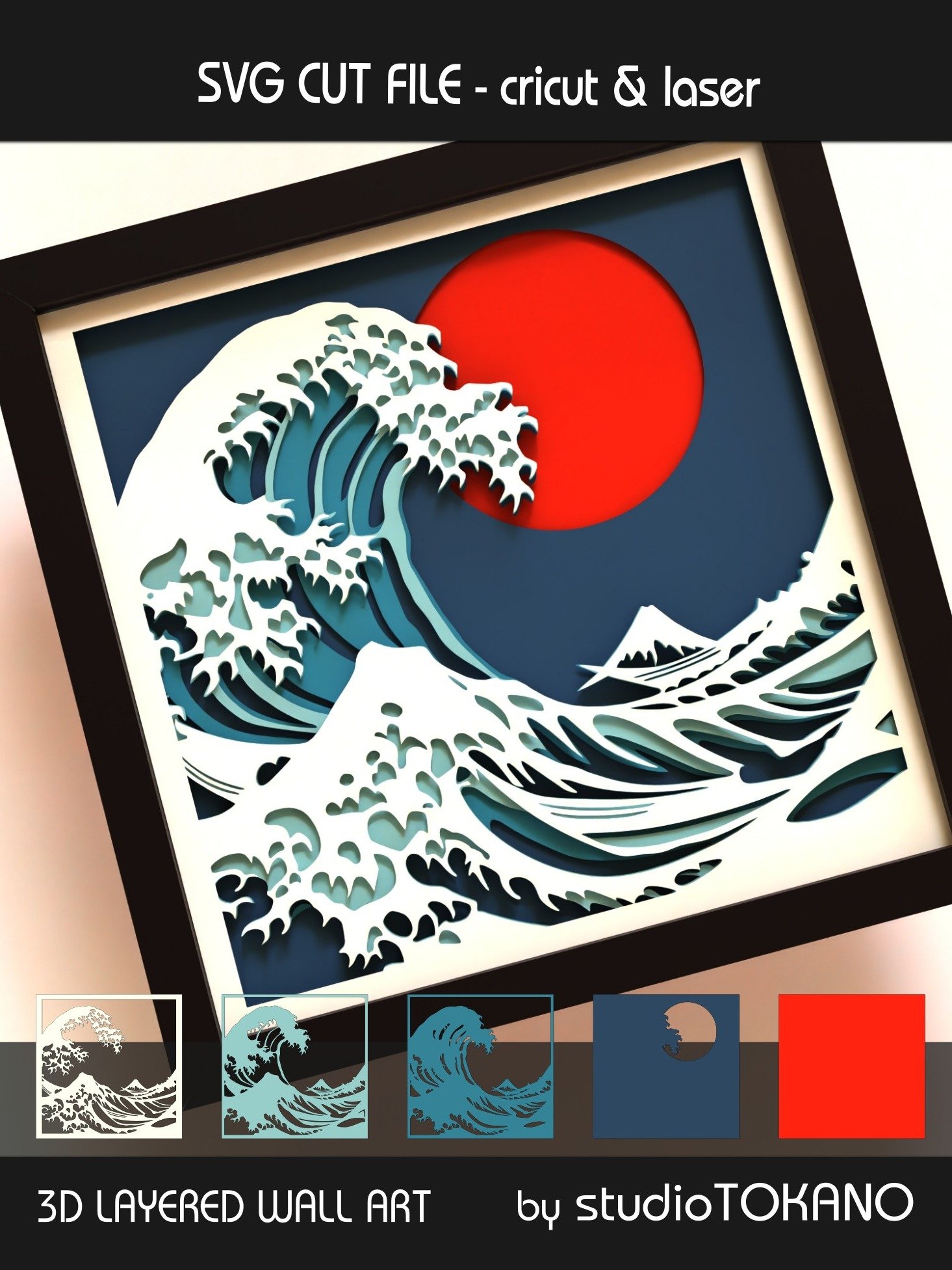 Great Wave Shadow box SVG product image (3)