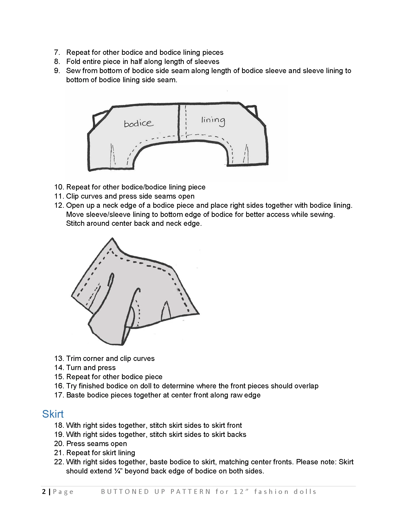 Buttoned Up sewing pattern for 12" fashion dolls product image (3)