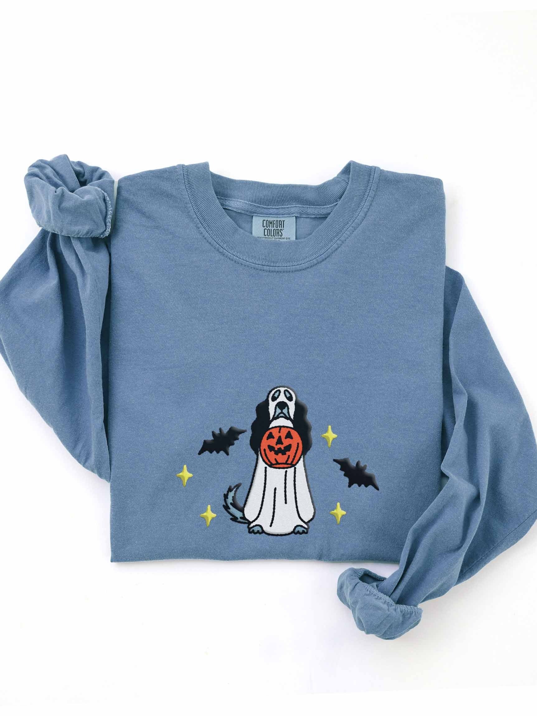 Halloween English Setter(Blue Belton) Embroidered Long-Sleeve T-Shirt product image (1)