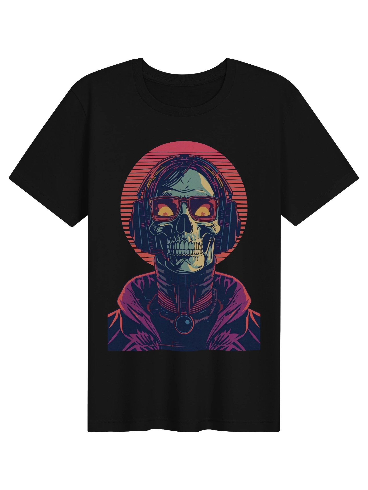 Neon DJ Skull Lightweight T-Shirt product image (1)