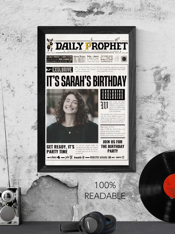 Magical Birthday Party Announcement Newspaper 100% Customizable Template Bundle product image (3)