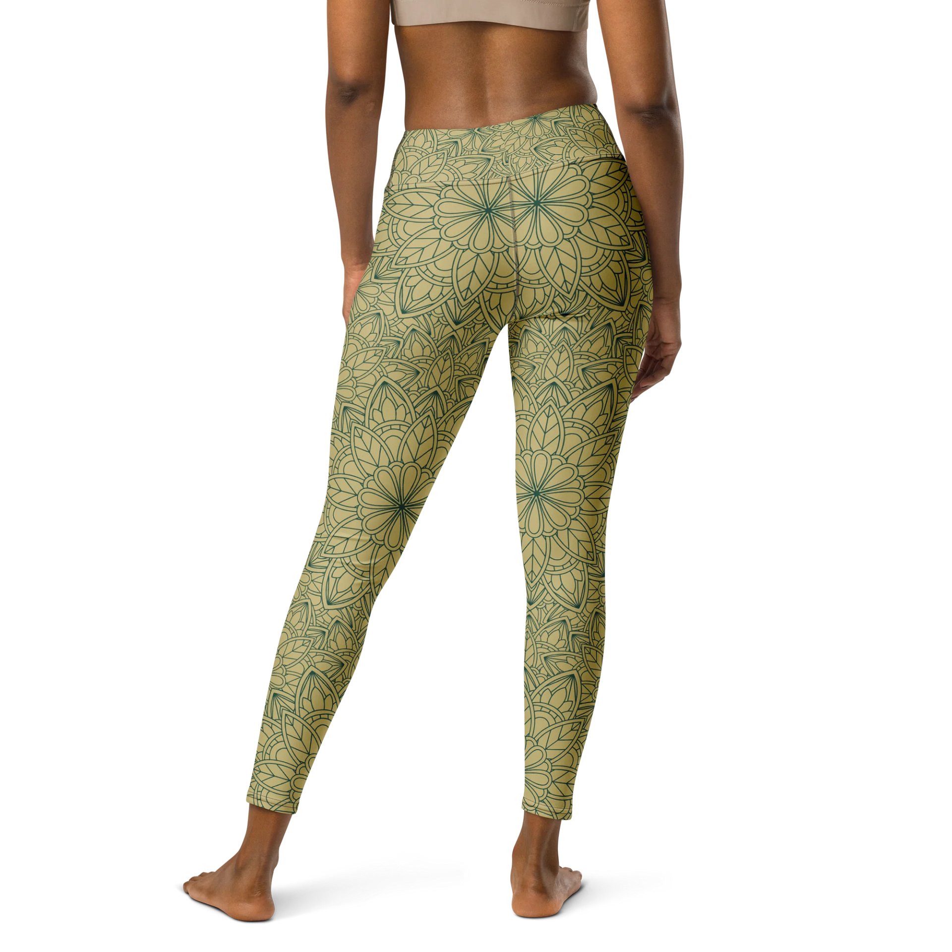 Mandala Bloom Leggings - Golden Leaf & Floral Pattern product image (2)