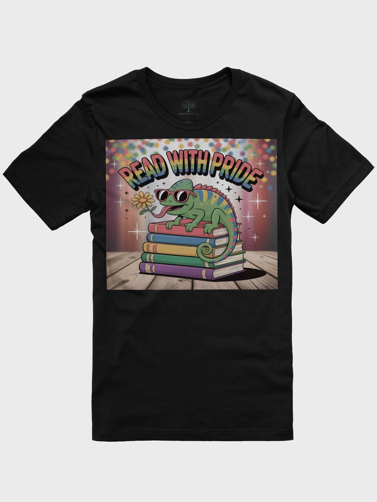 Read With Pride: Chameleon Book Lover Unisex T-Shirt product image (2)