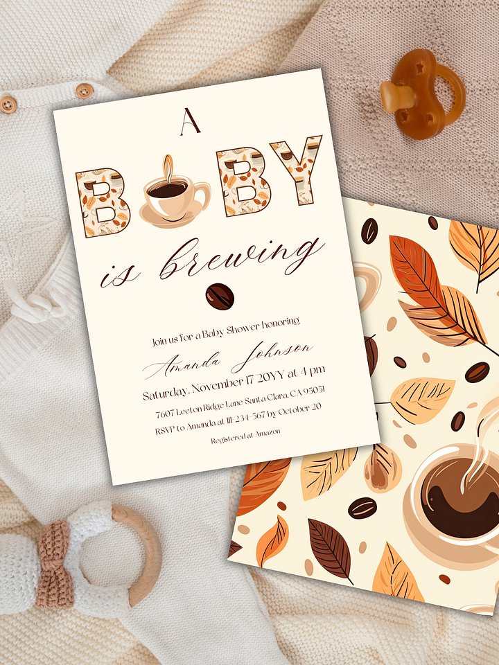A Baby is Brewing Baby Shower Invitation, Rustic Fall Gender Neutral Shower, Coffee Themed Brunch Invite, Digital Download Canva Template product image (1)