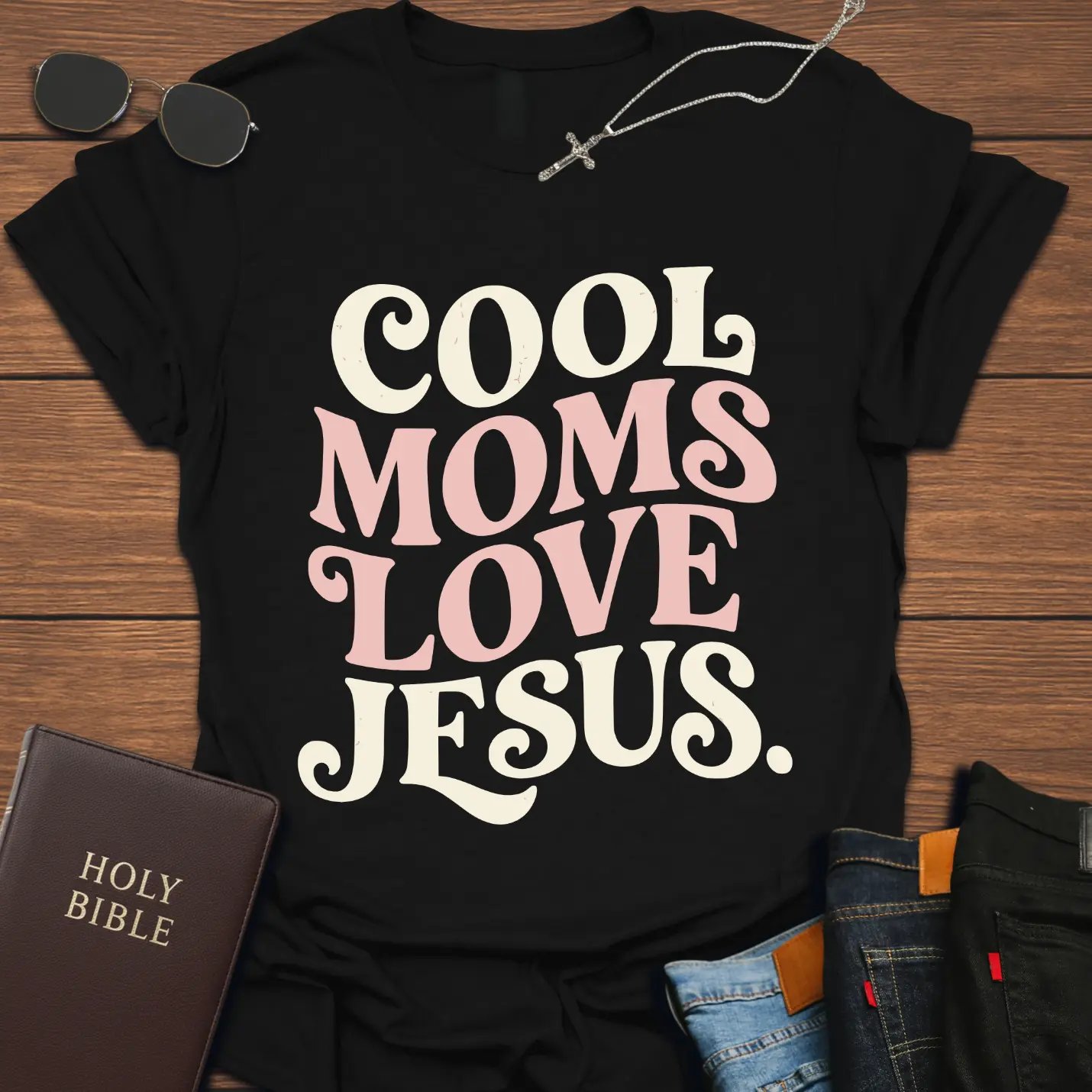 Cool Moms Love Jesus Retro T-Shirt product image (1)