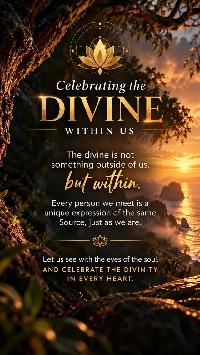In each of us, there is a spark of the divine, a radiant light that connects us to the infinite Source of all creation. This light, though often hidden behind the masks we wear in daily life, is always present, waiting to be remembered and embraced. When we look beyond the surface and recognize this divinity in ourselves and others, we awaken to our shared essence—our Oneness. The divine is not something outside of us, but within. Every person we encounter is a unique expression of that same Source, just as we are. When we honor and celebrate our own divinity, we acknowledge the sacredness in all beings, and the interconnectedness of life becomes clearer. Let us see with the eyes of the soul, and celebrate the beauty, the divinity, and the wisdom in every heart. #you #Oneness #SpiritualAwakening #InnerPeace #SoulsNote