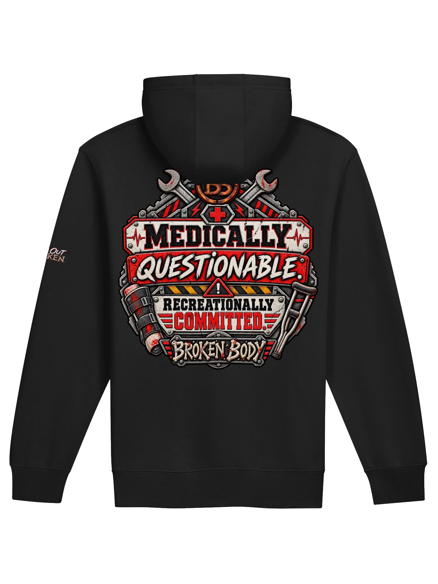 FLAT OUT BROKEN™ — MEDICALLY QUESTIONABLE — FULL ZIP HOODIE product image (1)