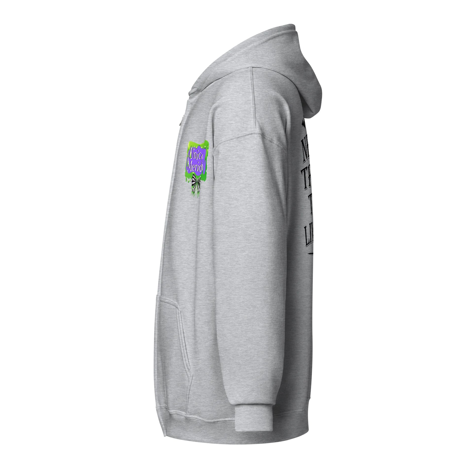 [UM Designs] Never Trust The Living [black] - Unisex Graphic Zip Hoodie product image (3)