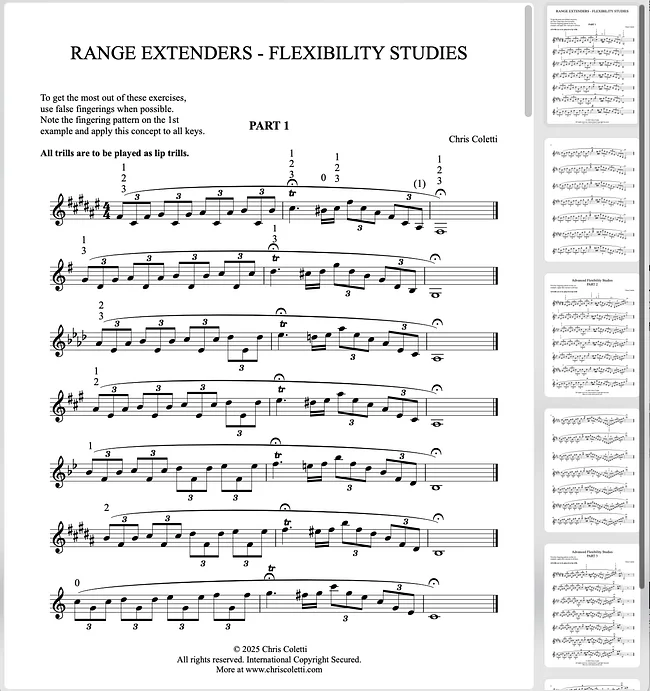 Trumpet solos, etudes and studies
