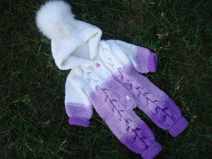 Cable Knit Baby Romper Knitting Pattern: Bunny Style Overall product image (1)