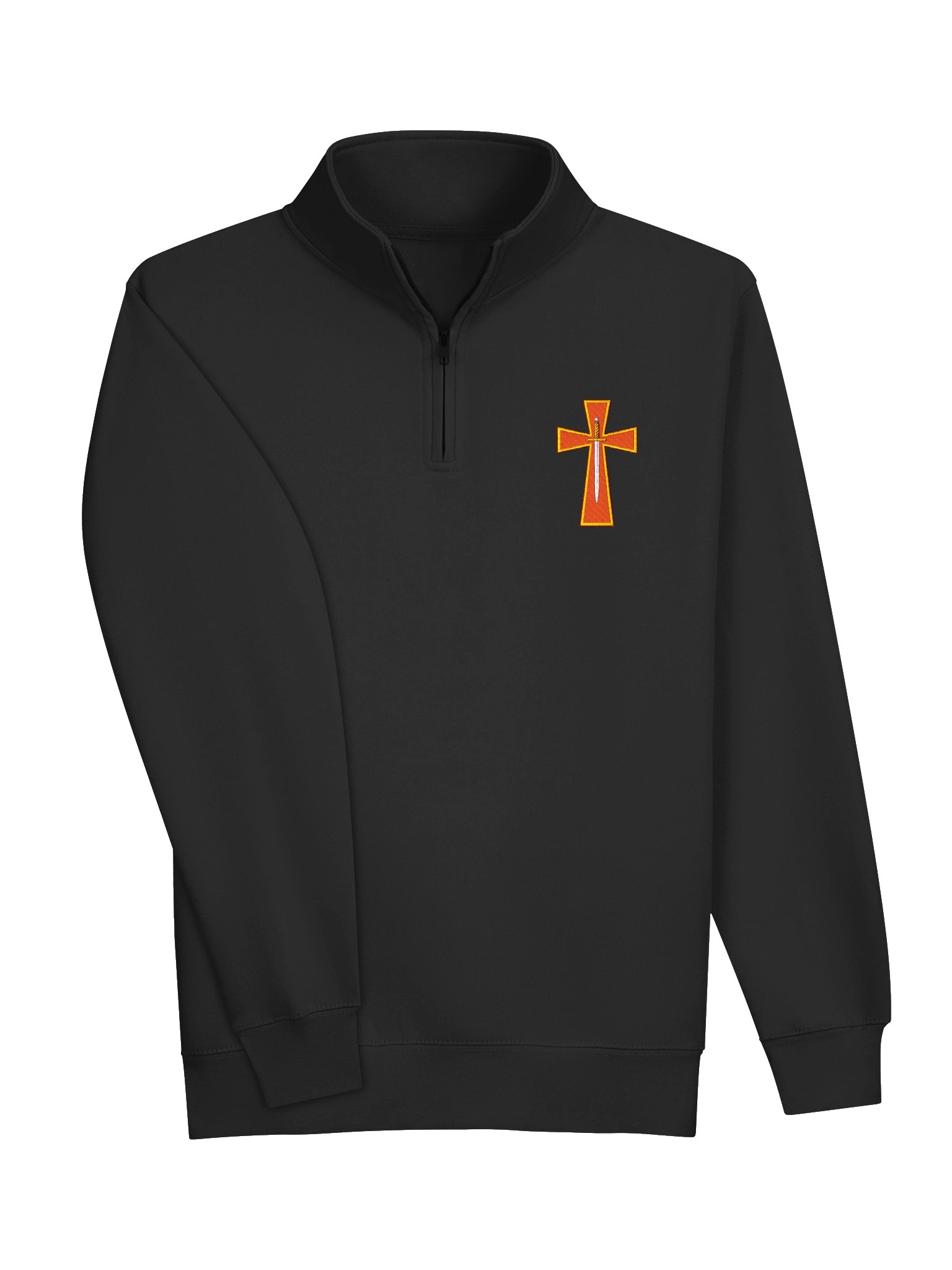 Orange Cross Embroidered Quarter-Zip Sweatshirt product image (9)