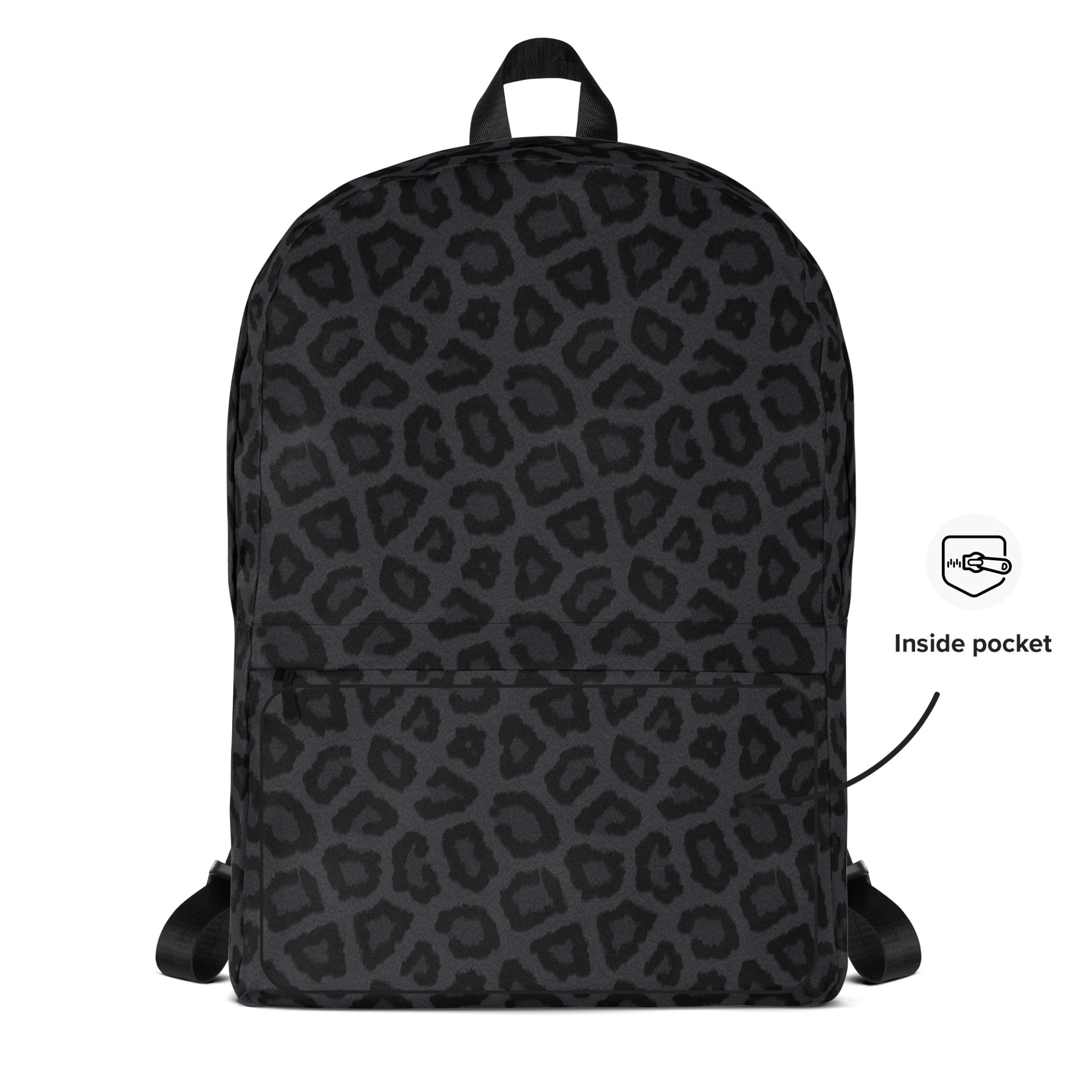 Black Leopard Print Backpack Stylish Durable Travel Bag product image (5)