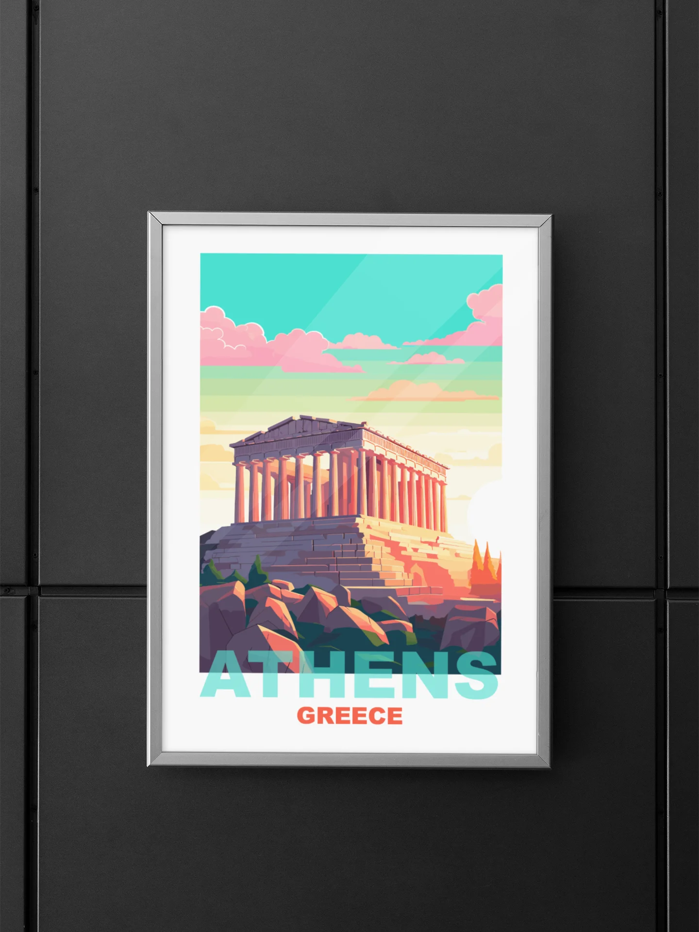 Parthenon Temple on Acropolis Hill Art, Athens Greece Vibrant Sunset Poster, Historic Greek Landmark, Travel Inspired Wall Art Decor product image (5)