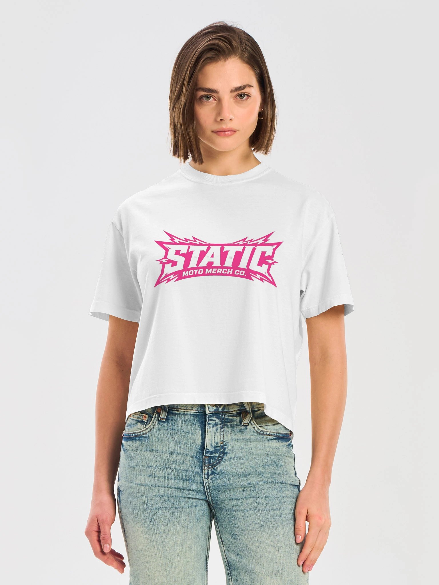 womens mid - high waisted tee white shirt product image (5)