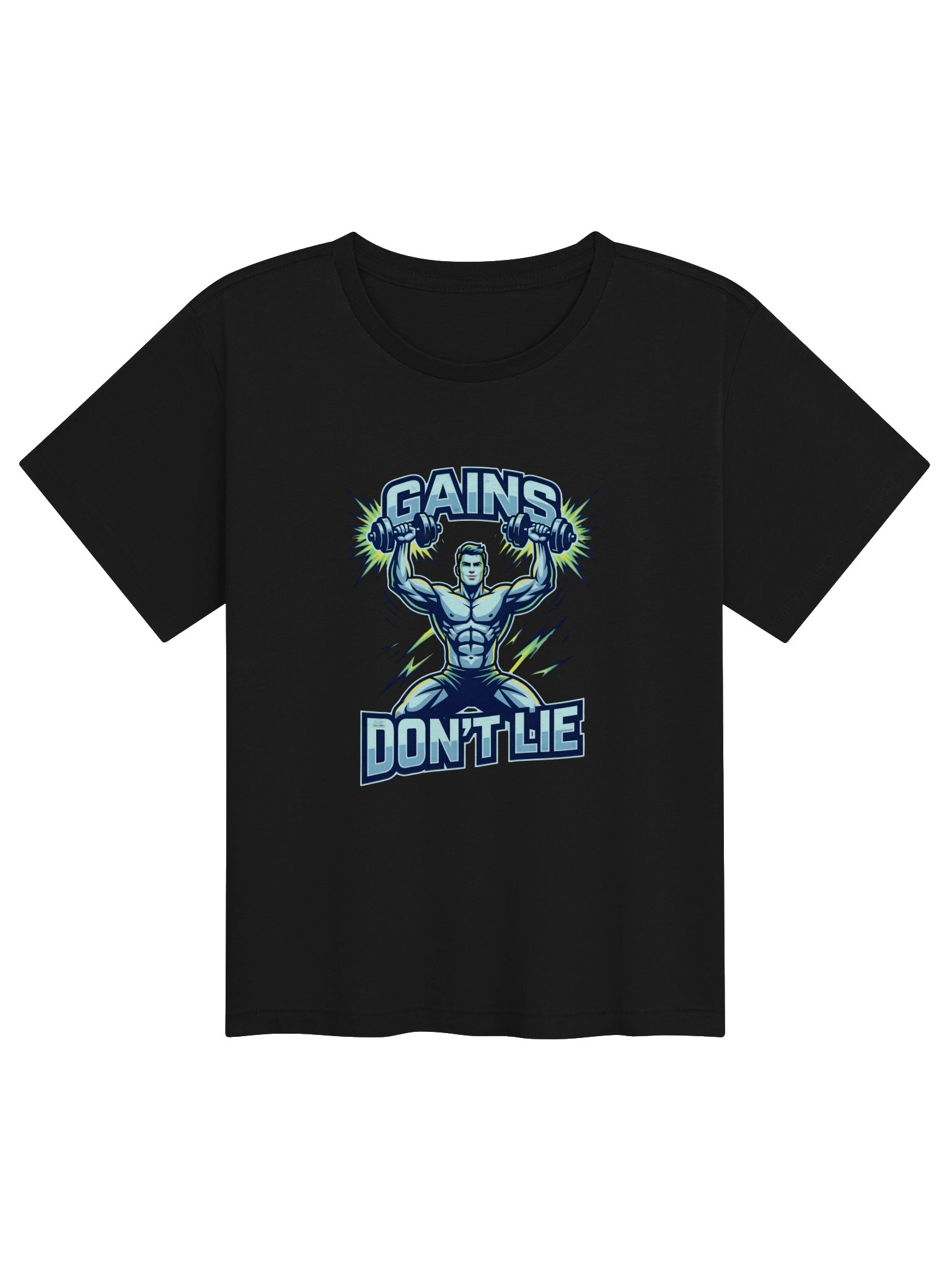 GAINS DON'T LIE Women's Gym Tee | High-Waisted Workout T-Shirt product image (1)
