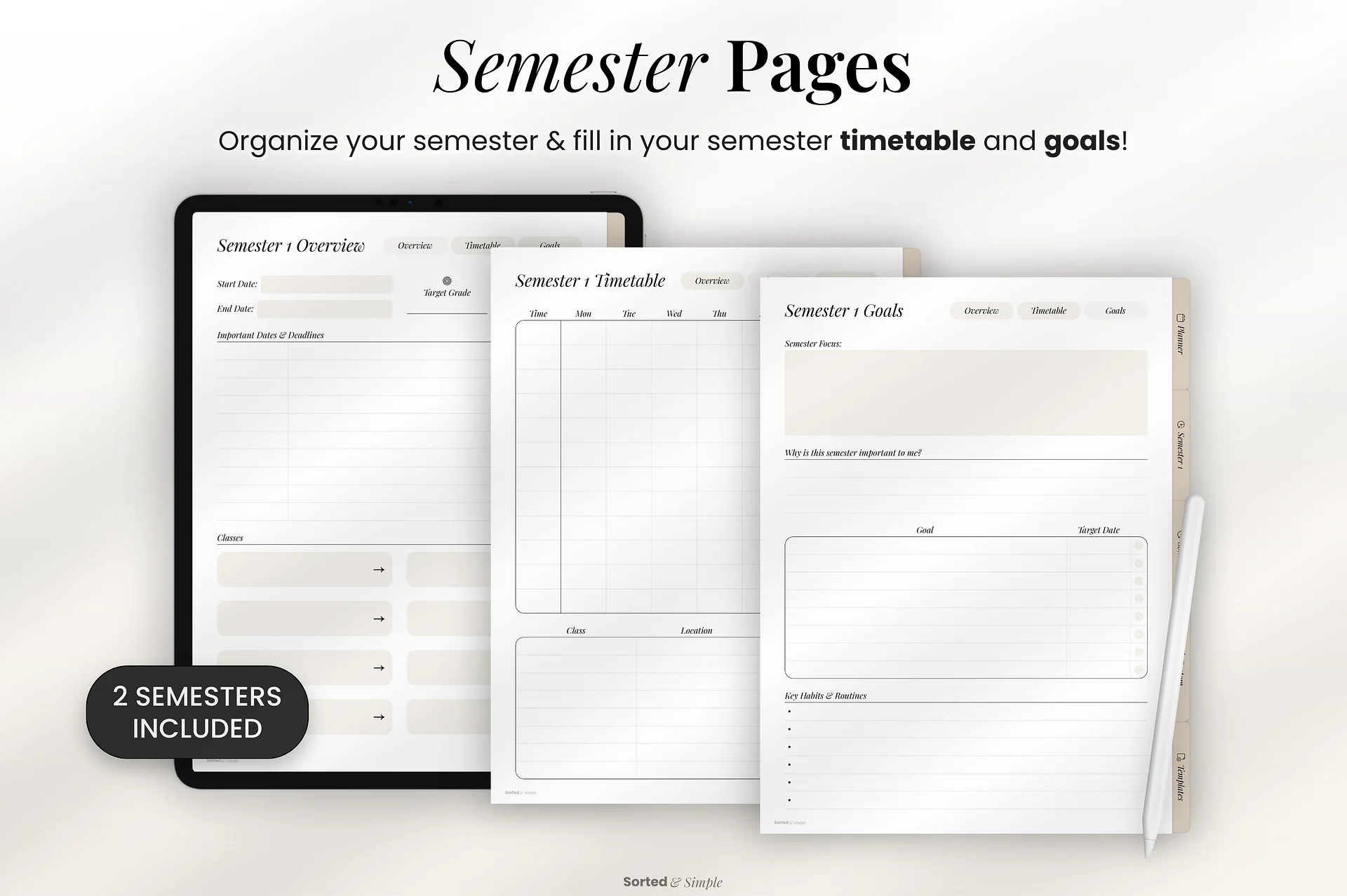 2026/2027 Mid-Year Student Digital Planner Portrait - Oat Beige product image (4)