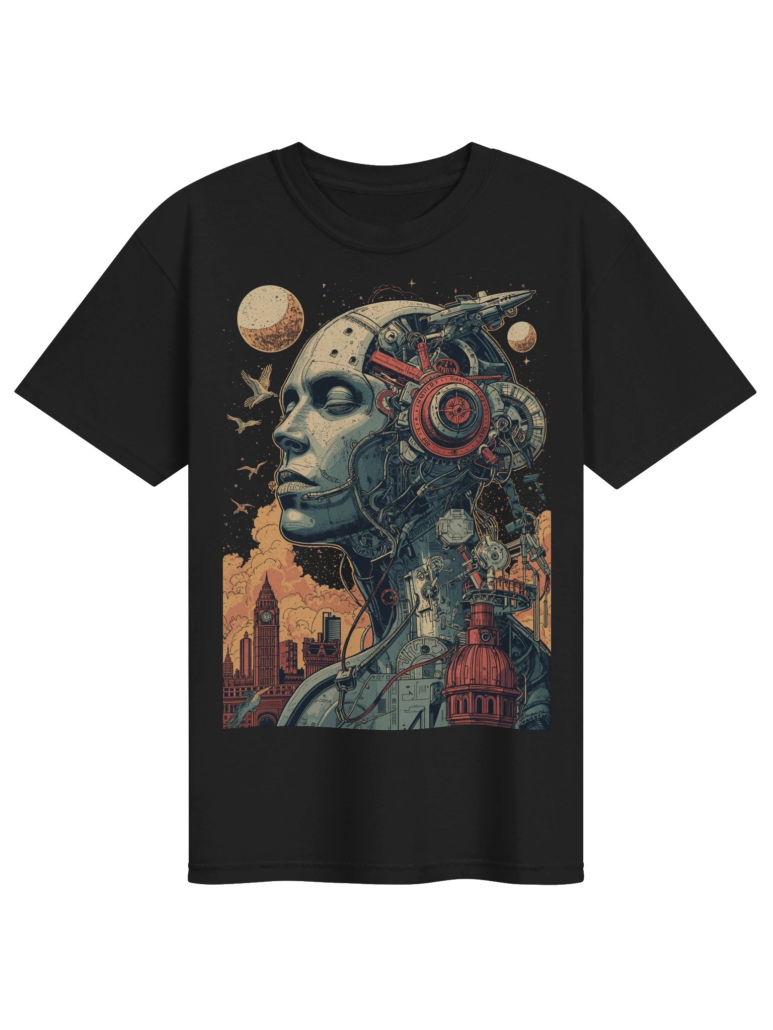 Cyborg Cosmos Skyline Heavyweight T-Shirt product image (1)