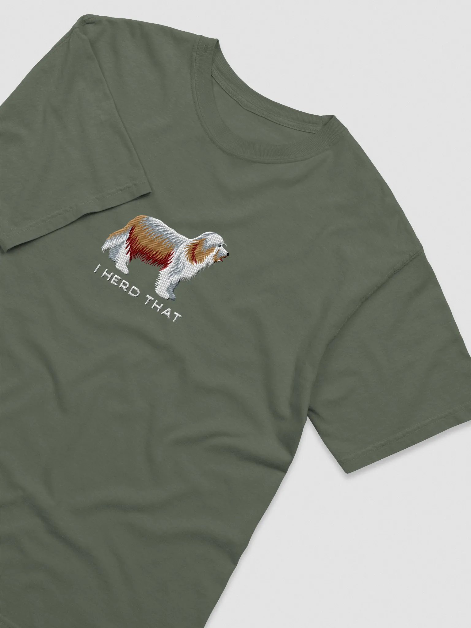 I Herd That T-Shirt(Embroidered) of a Bearded Collie(Tan) product image (6)