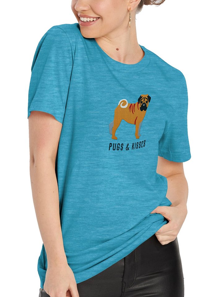 Pugs and Kisses T-Shirt(Embroidered) of a Pug(Fawn) product image (2)