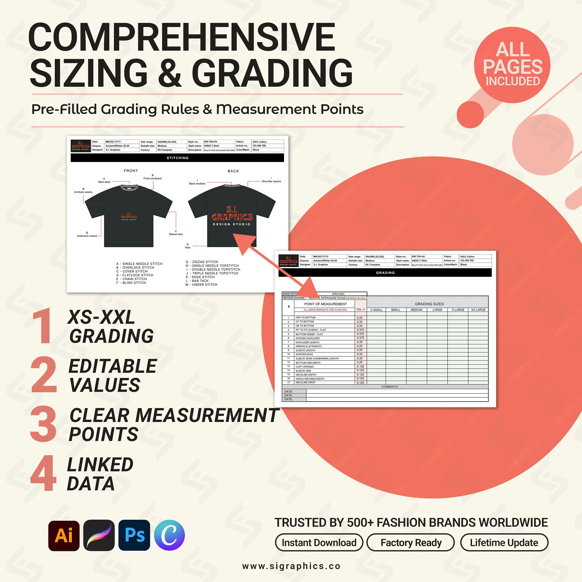 Boxy Fit T-Shirt Tech Pack Template product image (6)