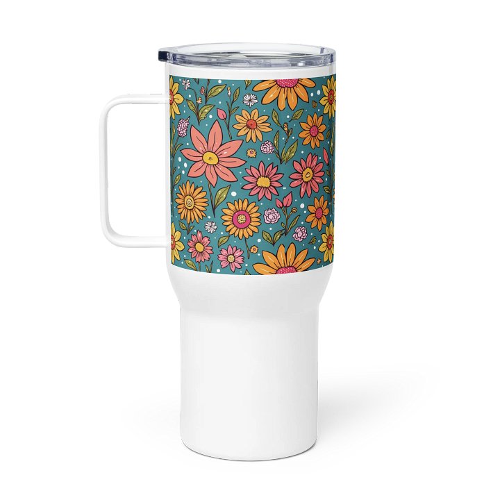 Fun Happy Floral Stainless Steel Travel Tumbler with Handle product image (1)