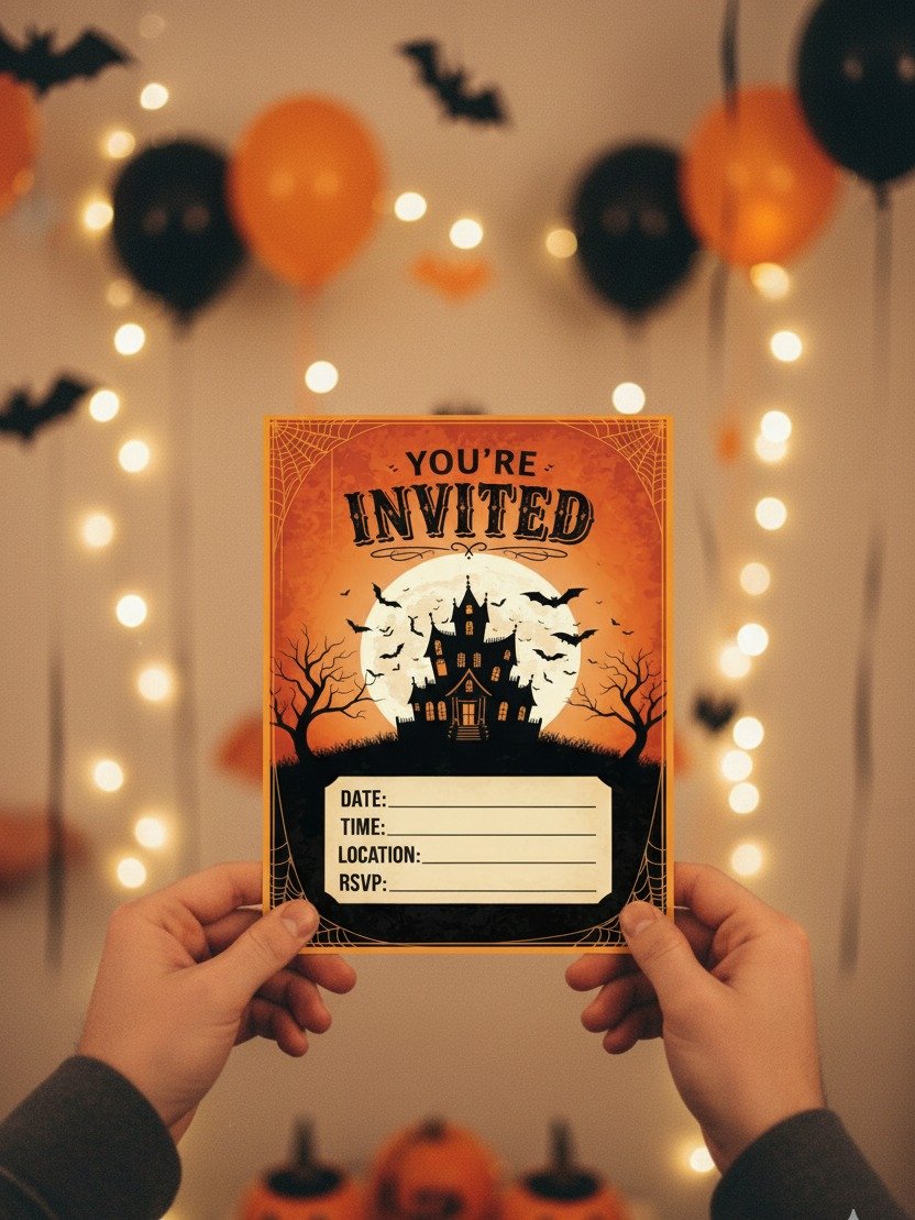 Halloween Party Invitation | Printable Haunted House Spooky Invite | Fill-in-the-Blank Digital Download | Vintage Costume Party Card product image (5)