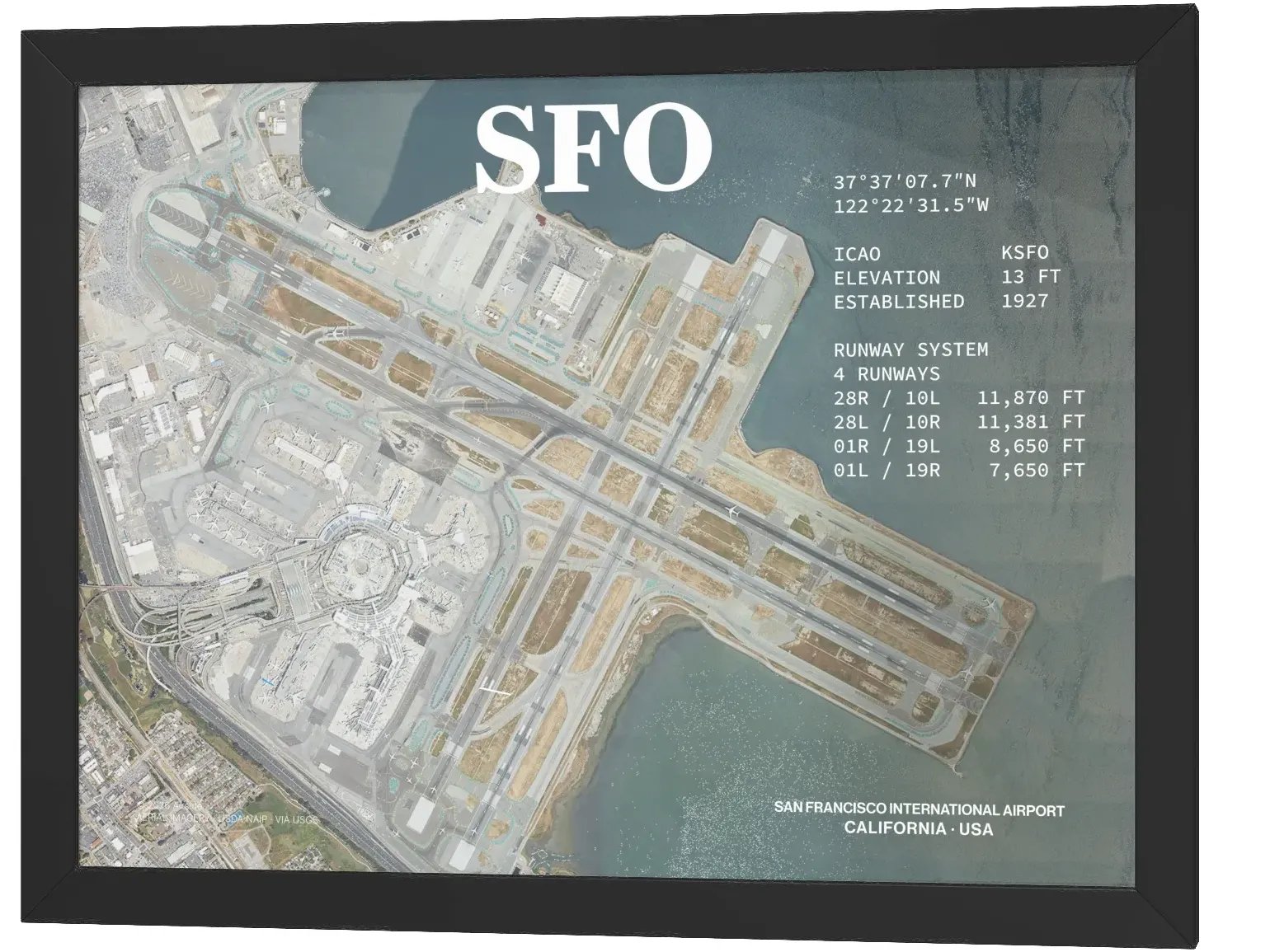 SFO - San Francisco International Airport Framed Aerial Print product image (8)