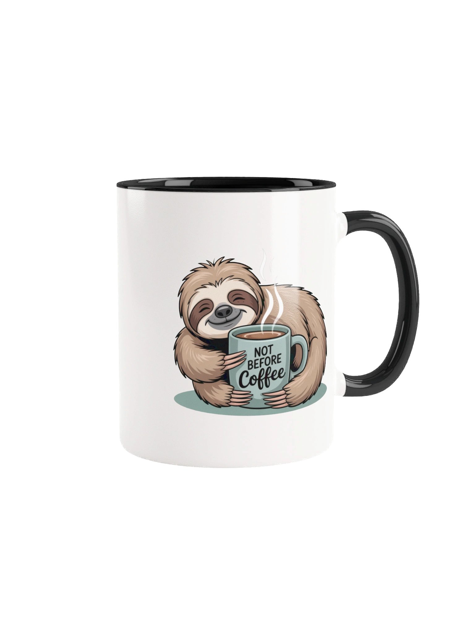 Not Before Coffee Funny Sloth Mug - with Color Inside product image (1)