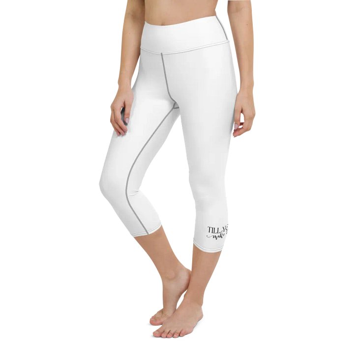 Till You Make It Leg Design White Yoga Capri Leggings product image (1)