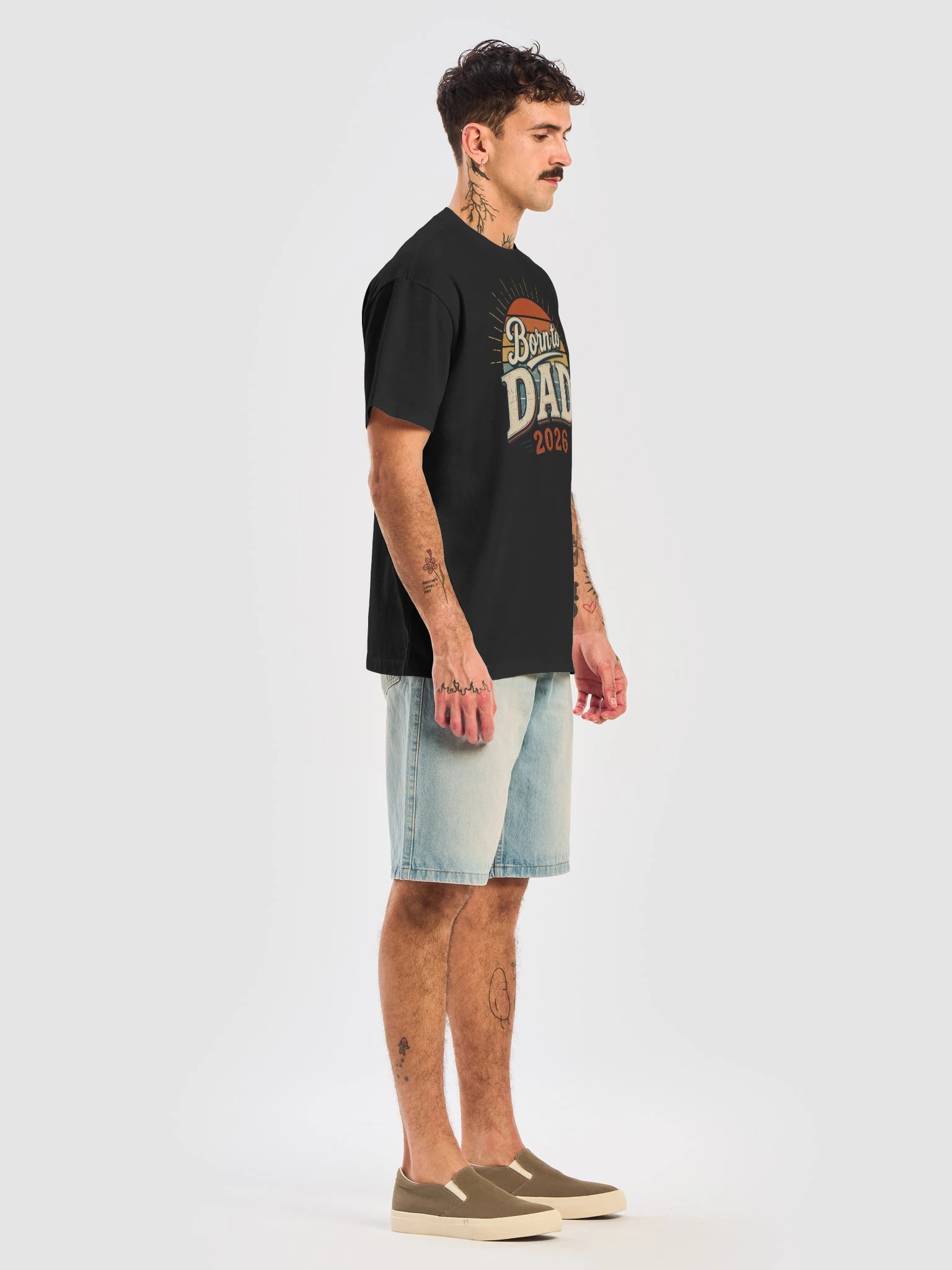 First Father's Day 2026 Gift | Born to Dad Retro Sun Vintage T-Shirt product image (2)