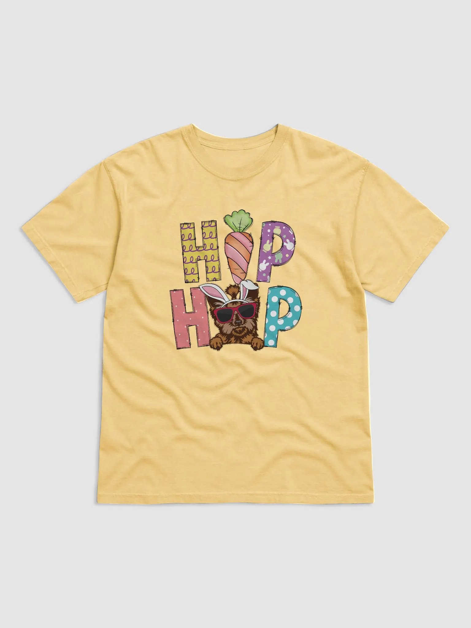 Hip Hop Easter Yorkshire Terrier T-Shirt | Cute Easter Day Yorkie Wearing Bunny Ears and Sunglasses product image (2)