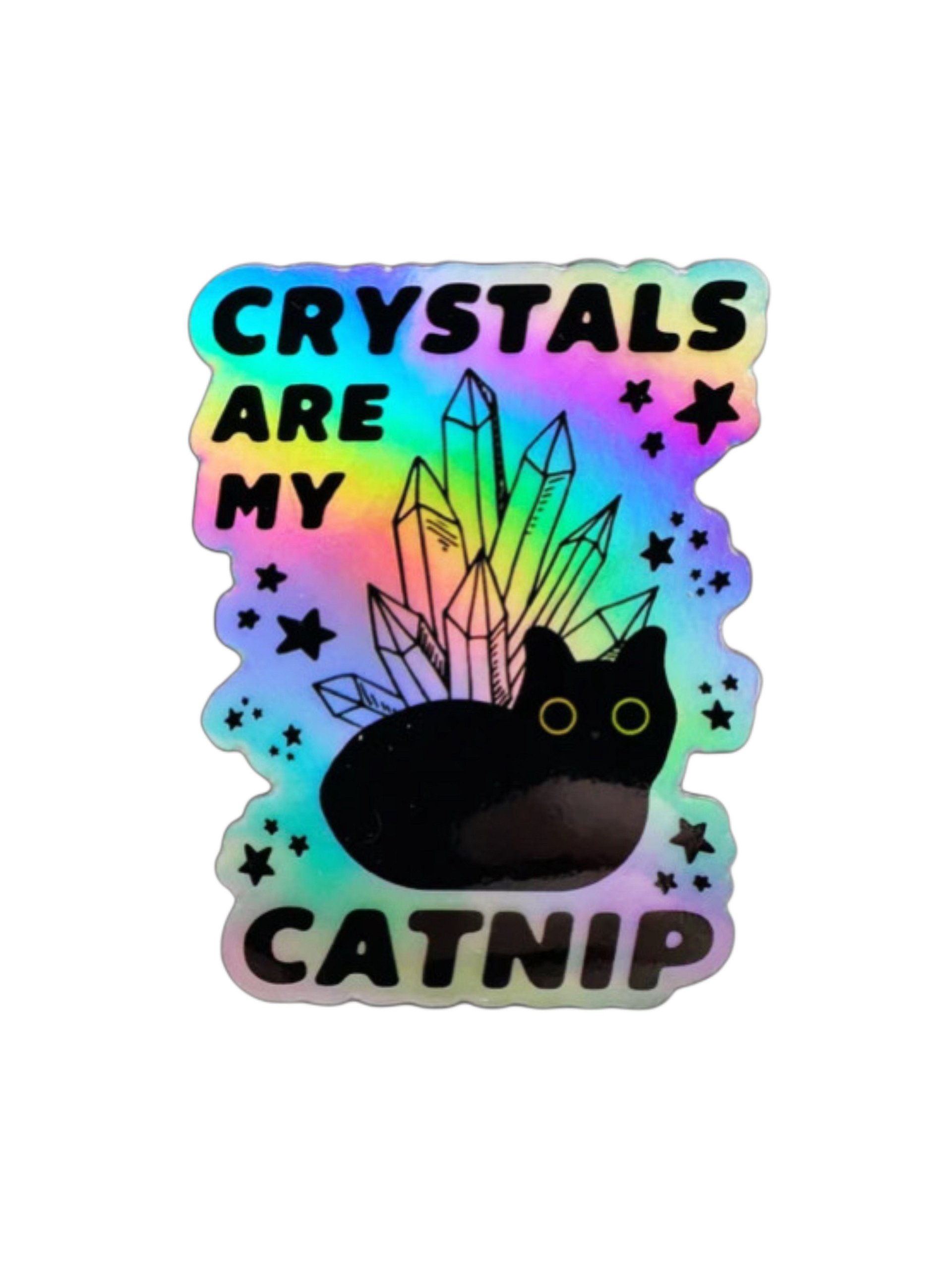 Crystals Are My Catnip holographic sticker product image (1)