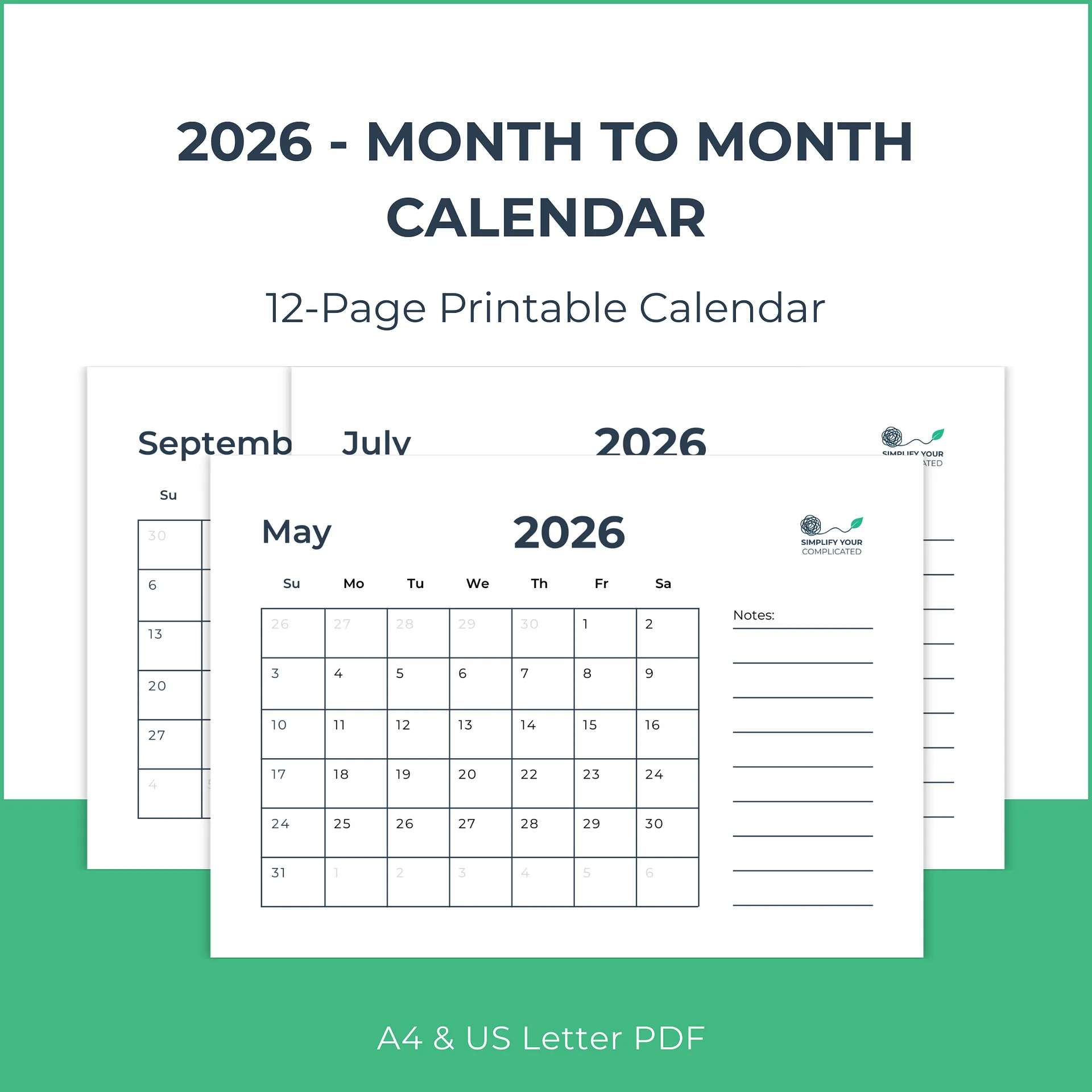 2026 Monthly Calendar product image (1)