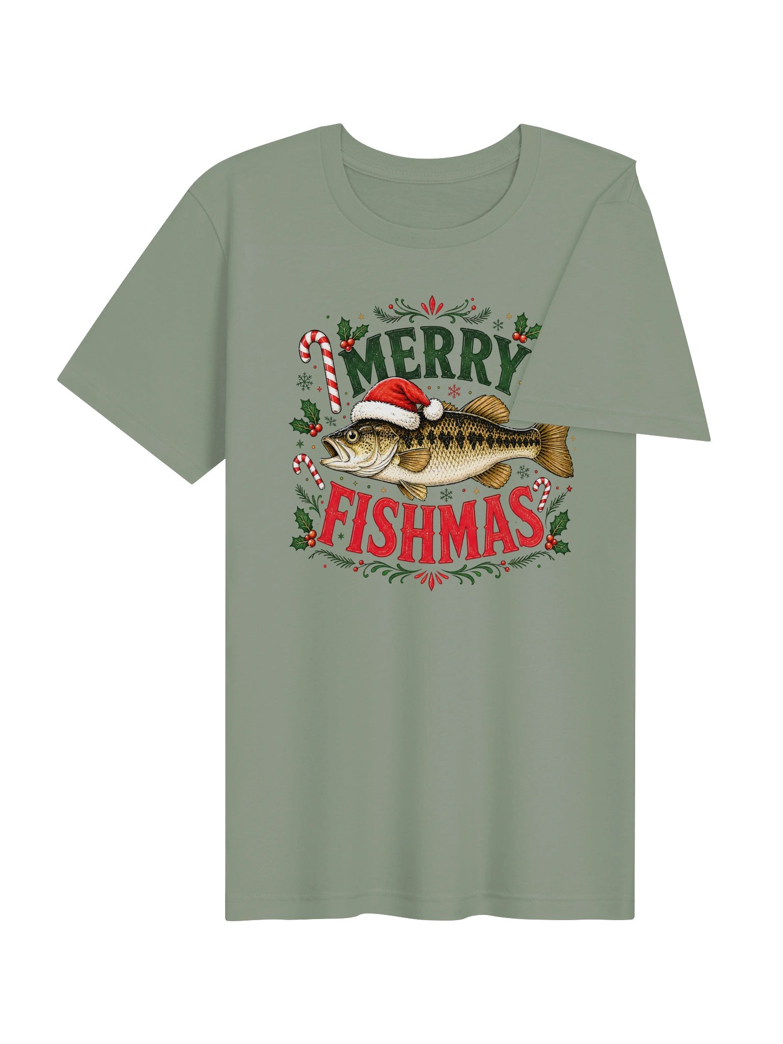 Merry Fishmas Christmas Fishing T-Shirt | Funny Fisherman Holiday Tee product image (26)