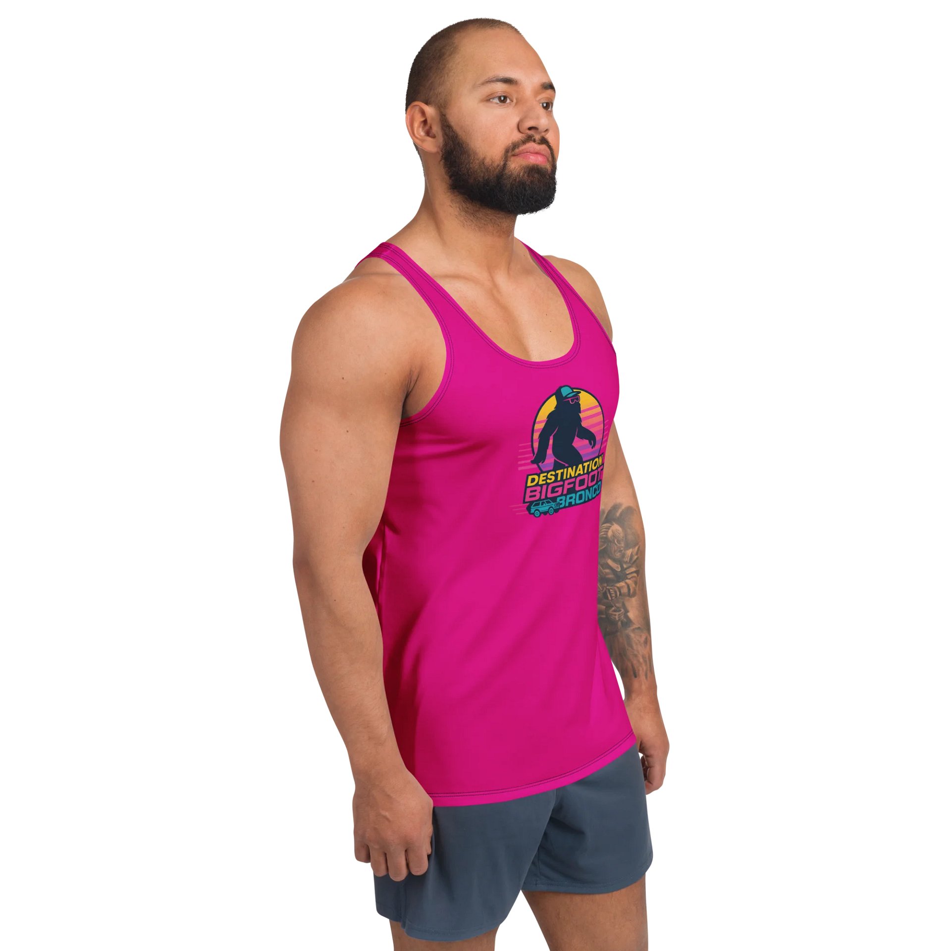 Synthsquatch Fitness Tank Top (Neon Pink) product image (3)
